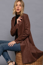 Long Sleeve Open Front Faux Suede Jacket-Coats-Krush Kandy, Women's Online Fashion Boutique Located in Phoenix, Arizona (Scottsdale Area)