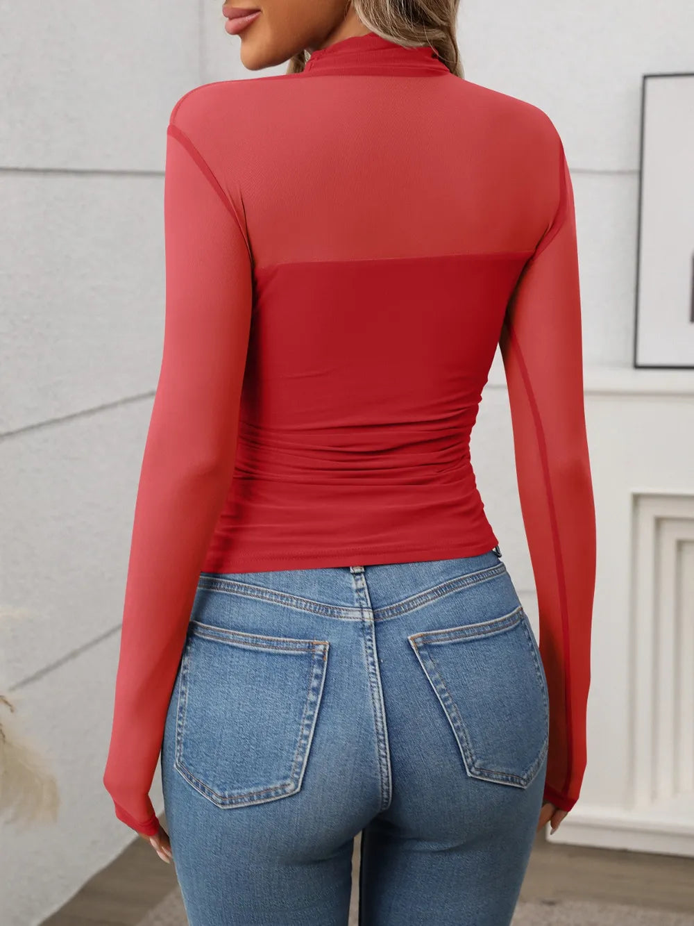 Mock Neck Long Sleeve Top-Tops-Krush Kandy, Women's Online Fashion Boutique Located in Phoenix, Arizona (Scottsdale Area)