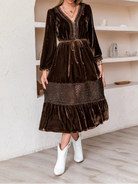 Drawstring V-Neck Crochet Dress-Dresses-Krush Kandy, Women's Online Fashion Boutique Located in Phoenix, Arizona (Scottsdale Area)