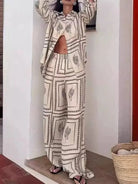 Printed Button Up Shirt and Pants Set-2 Piece Outfit Sets-Krush Kandy, Women's Online Fashion Boutique Located in Phoenix, Arizona (Scottsdale Area)