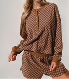 Double Take Checkered Half Button Top and Shorts Set-2 Piece Outfit Sets-Krush Kandy, Women's Online Fashion Boutique Located in Phoenix, Arizona (Scottsdale Area)