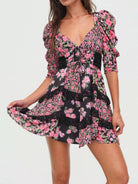 Ruffled Floral Print Half Sleeve Dress-Dresses-Krush Kandy, Women's Online Fashion Boutique Located in Phoenix, Arizona (Scottsdale Area)
