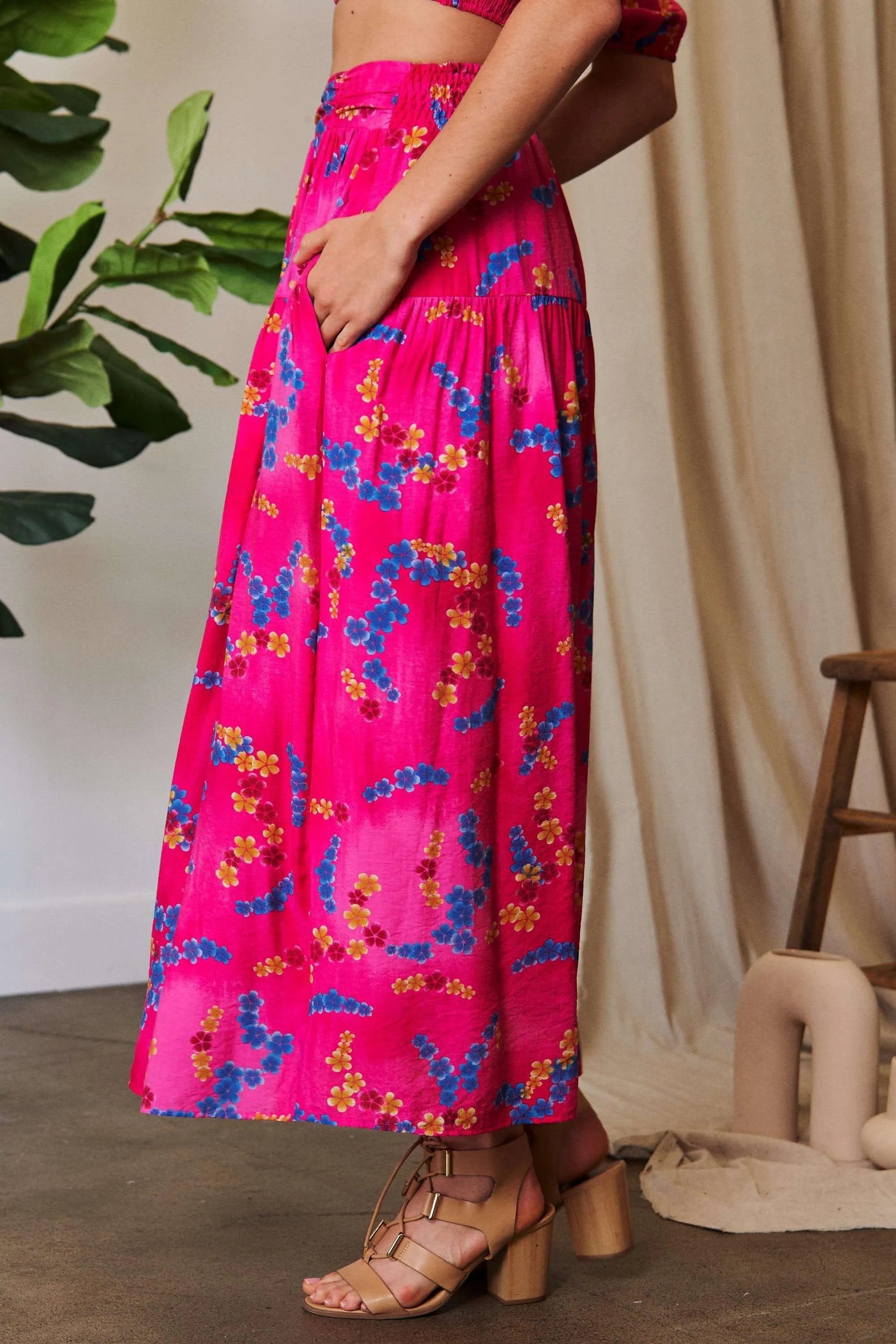 Davi & Dani Printed Smocking Waistband Ruffled Maxi Skirt-Krush Kandy, Women's Online Fashion Boutique Located in Phoenix, Arizona (Scottsdale Area)
