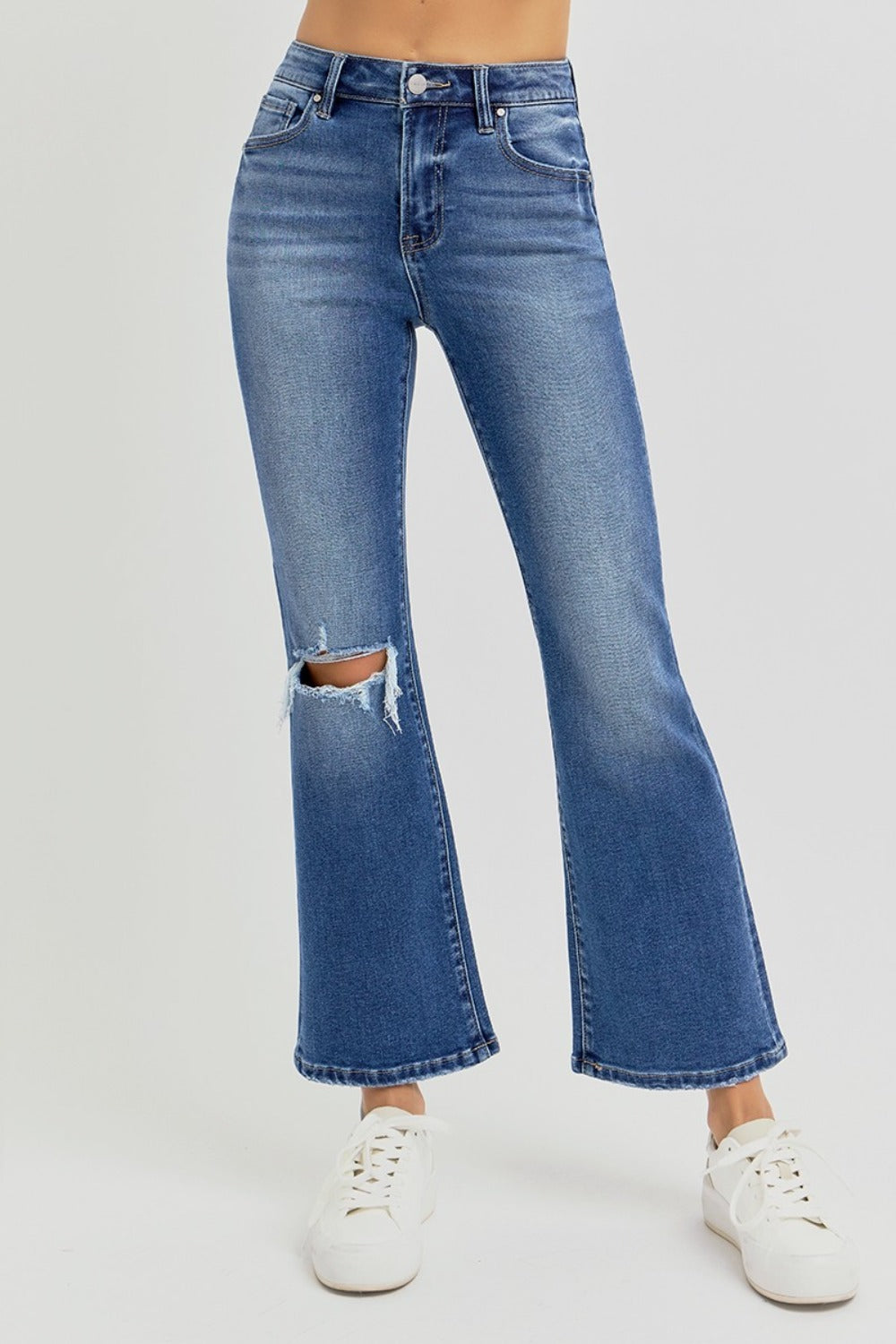 RISEN Full Size Distressed High Rise Crop Flare Jeans-Krush Kandy, Women's Online Fashion Boutique Located in Phoenix, Arizona (Scottsdale Area)