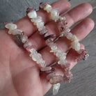 Strawberry Quartz Moonstone Chip Bracelet-Chain Bracelets-Krush Kandy, Women's Online Fashion Boutique Located in Phoenix, Arizona (Scottsdale Area)