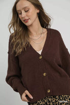 Umgee Button-Front V-Neck Knit Cardigan-Sweaters-Krush Kandy, Women's Online Fashion Boutique Located in Phoenix, Arizona (Scottsdale Area)