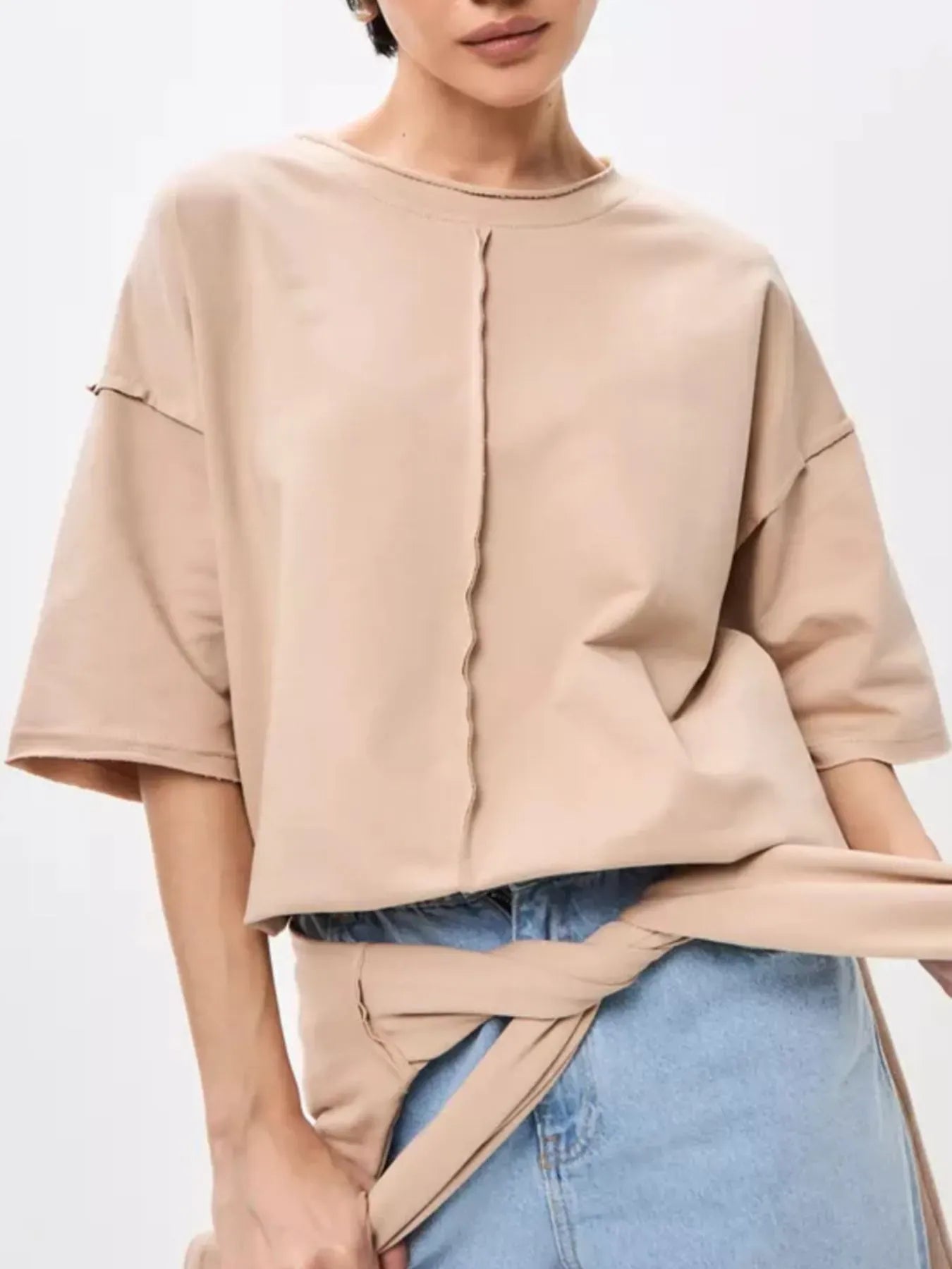 Round Neck Half Sleeve T-Shirt-Krush Kandy, Women's Online Fashion Boutique Located in Phoenix, Arizona (Scottsdale Area)