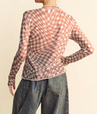 Davi & Dani Checker Board Mesh Long Sleeve Layering Top-tops-Krush Kandy, Women's Online Fashion Boutique Located in Phoenix, Arizona (Scottsdale Area)