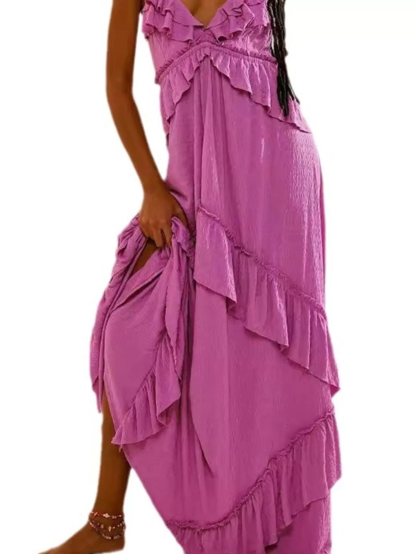 Ruffled Halter Neck Maxi Dress-Dresses-Krush Kandy, Women's Online Fashion Boutique Located in Phoenix, Arizona (Scottsdale Area)