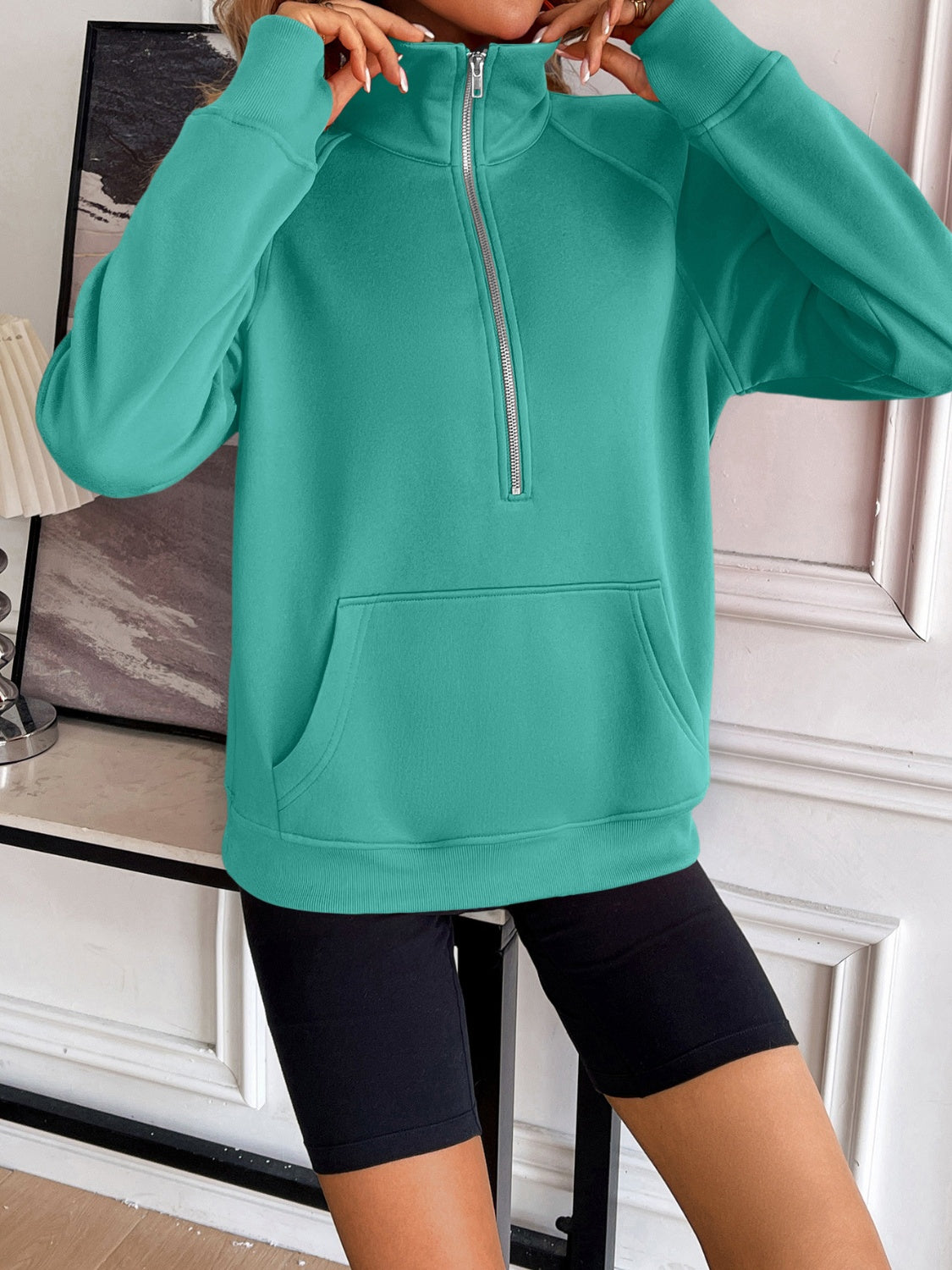 Ivy Lane Half Zip Raglan Sleeve Sweatshirt-Krush Kandy, Women's Online Fashion Boutique Located in Phoenix, Arizona (Scottsdale Area)