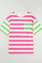 Candy Striped Pocket Tee-Short Sleeve Tops-Krush Kandy, Women's Online Fashion Boutique Located in Phoenix, Arizona (Scottsdale Area)