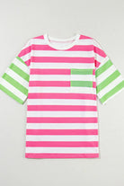 Candy Striped Pocket Tee-Tops-Krush Kandy, Women's Online Fashion Boutique Located in Phoenix, Arizona (Scottsdale Area)