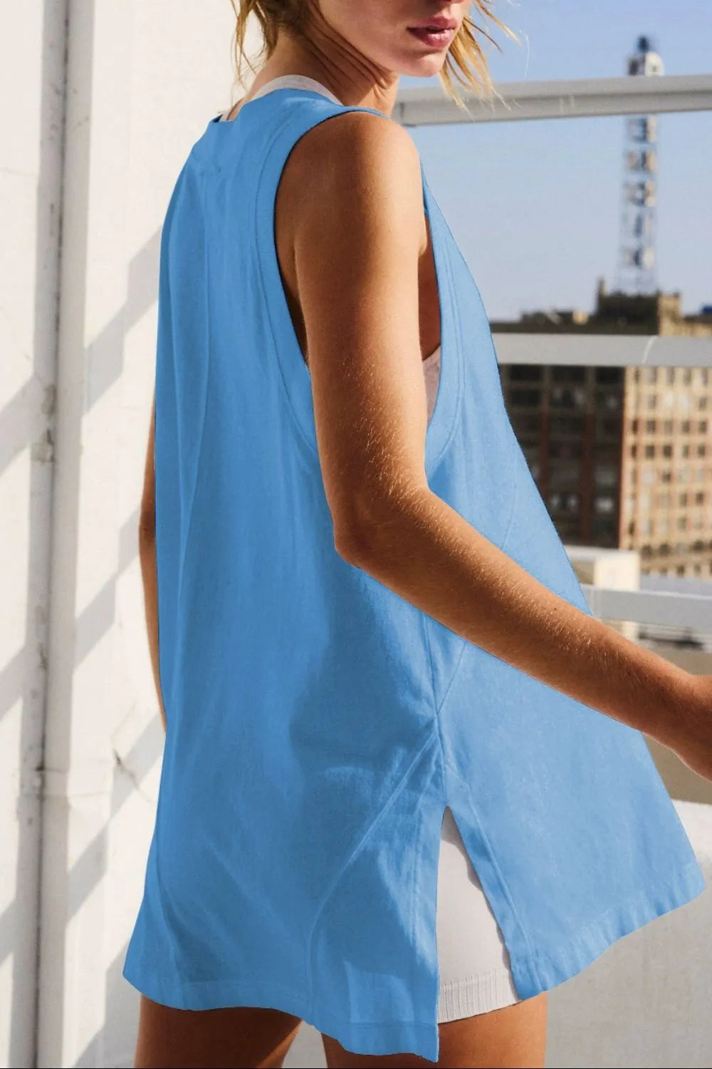 Side Slit V-Neck Tank-Tanks-Krush Kandy, Women's Online Fashion Boutique Located in Phoenix, Arizona (Scottsdale Area)