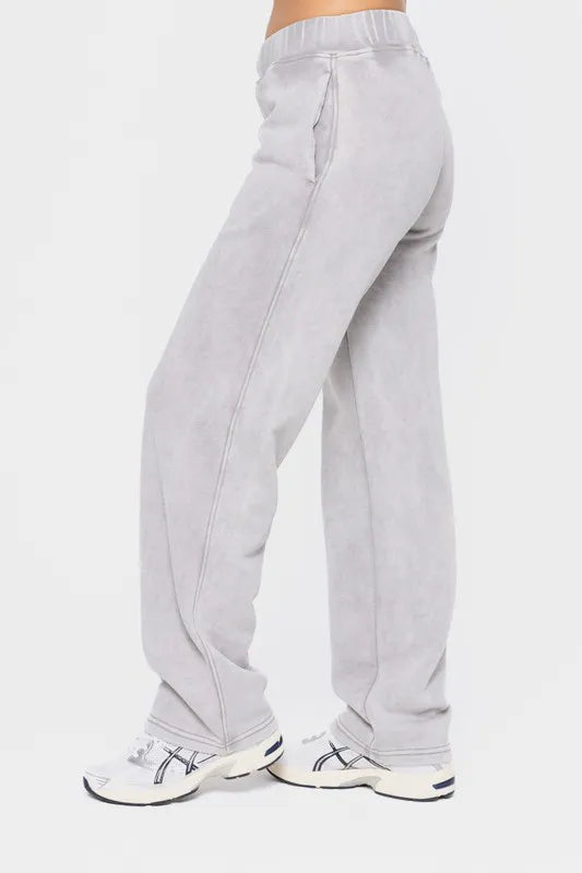 Mono B Elastic Waist Fleece Pants with Pockets-Pants-Krush Kandy, Women's Online Fashion Boutique Located in Phoenix, Arizona (Scottsdale Area)