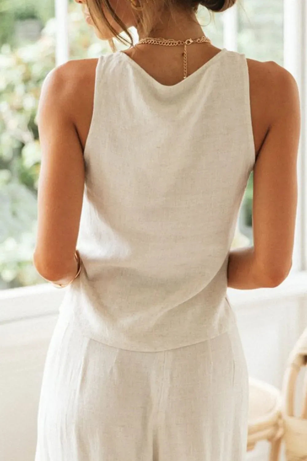 Drawstring V-Neck Tank and Pants Set-2 Piece Outfit Sets-Krush Kandy, Women's Online Fashion Boutique Located in Phoenix, Arizona (Scottsdale Area)