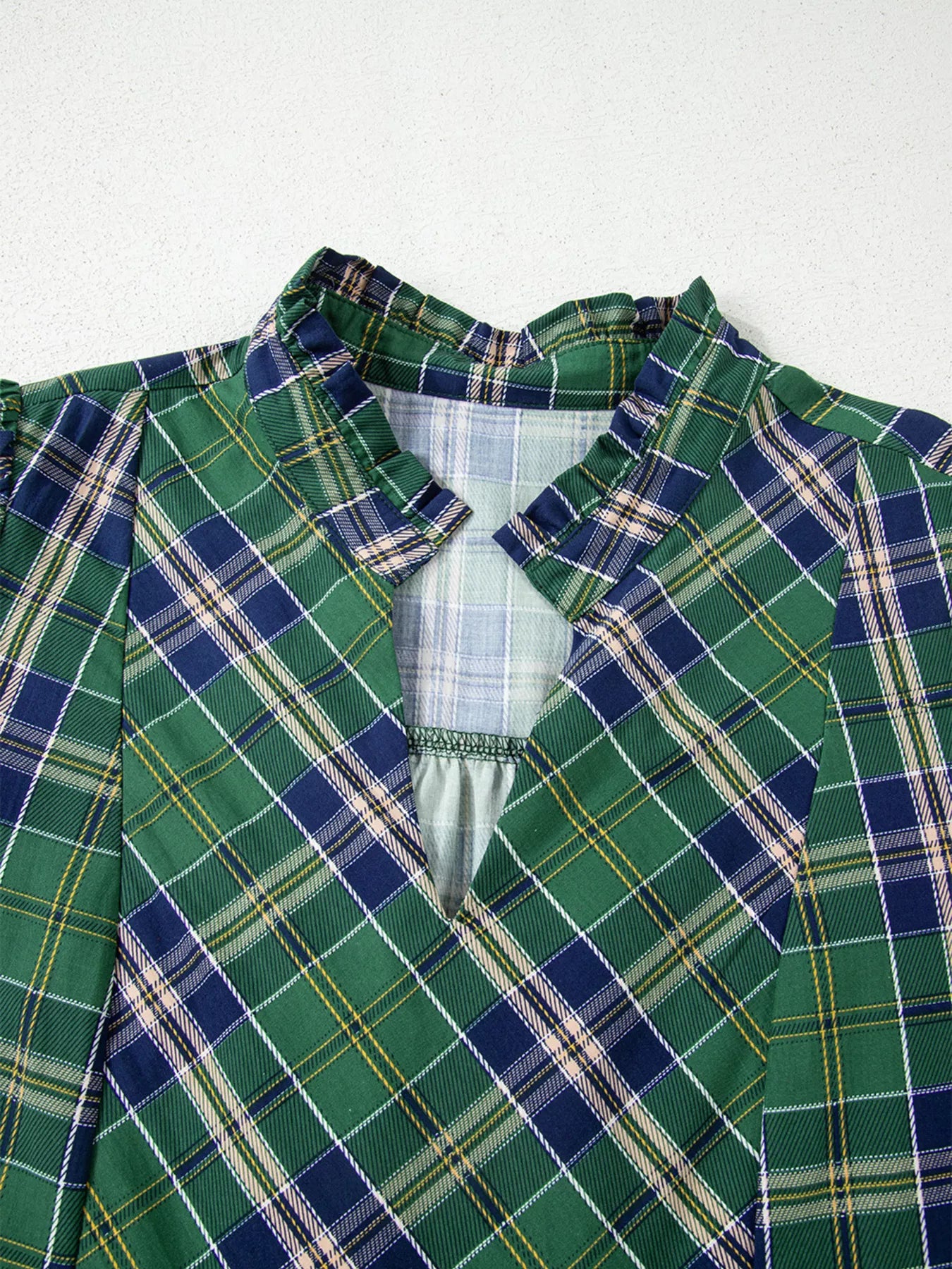 Plaid Frilly Collar Long Sleeve Shift Mini Dress-Dresses-Krush Kandy, Women's Online Fashion Boutique Located in Phoenix, Arizona (Scottsdale Area)