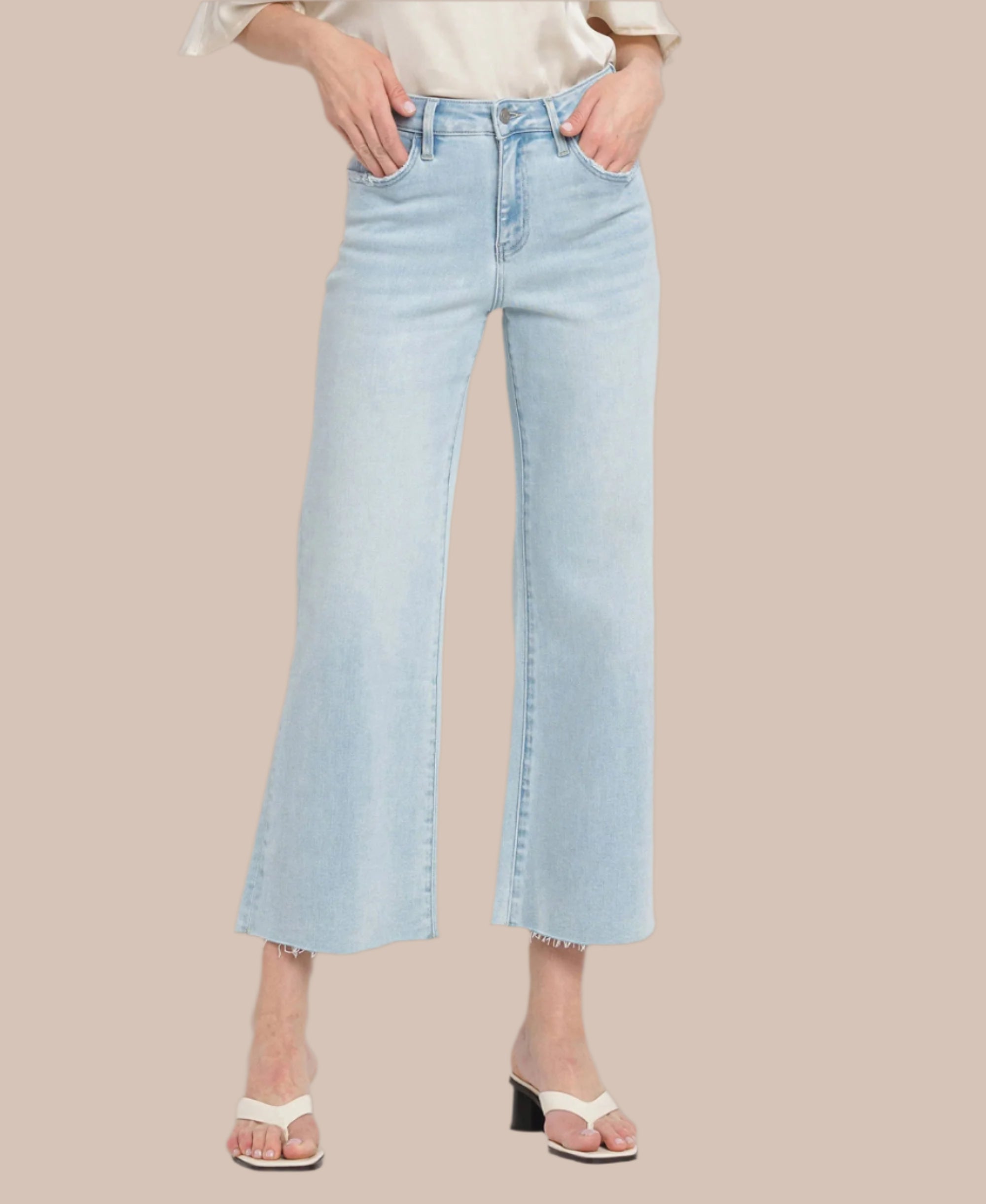 Sun-Kissed Crop High Rise Wide Leg Jeans-Denim-Krush Kandy, Women's Online Fashion Boutique Located in Phoenix, Arizona (Scottsdale Area)