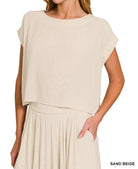 Woven Crinkle Gauze Crop Tee and Skirt Set-2 Piece Outfit Sets-Krush Kandy, Women's Online Fashion Boutique Located in Phoenix, Arizona (Scottsdale Area)