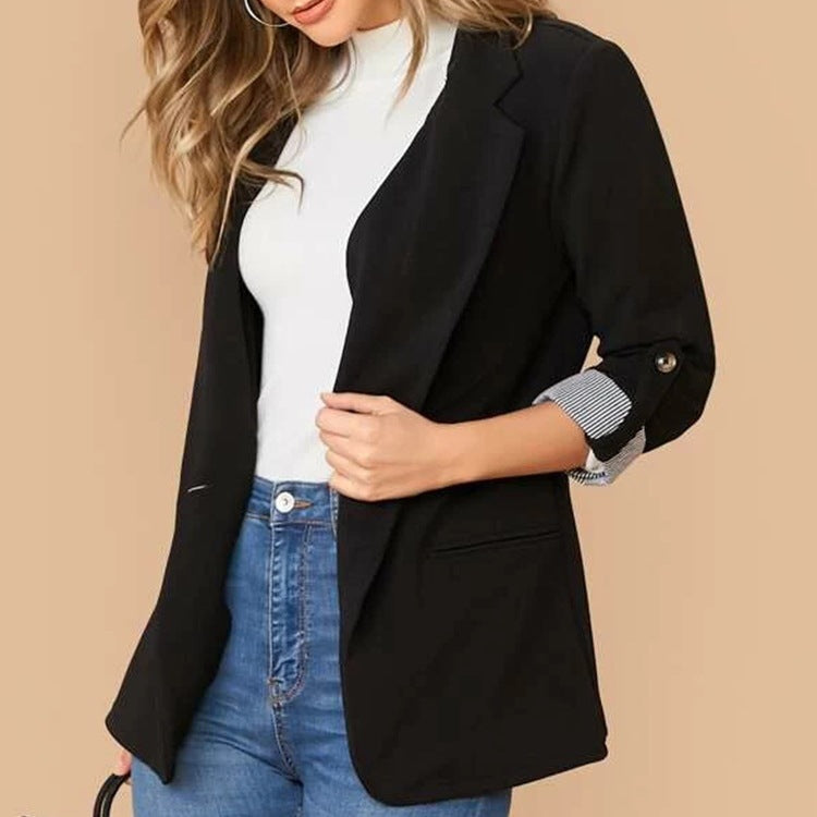 Lapel Collar Roll-Tab Sleeve Blazer-Krush Kandy, Women's Online Fashion Boutique Located in Phoenix, Arizona (Scottsdale Area)