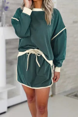 Chic Duo Contrast Pullover Skort Set | 4 Color Options-2 Piece Outfit Sets-Krush Kandy, Women's Online Fashion Boutique Located in Phoenix, Arizona (Scottsdale Area)