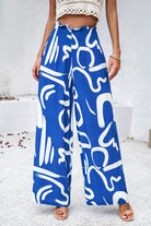 Smocked Printed Wide Leg Pants with Pockets-Pants-Krush Kandy, Women's Online Fashion Boutique Located in Phoenix, Arizona (Scottsdale Area)