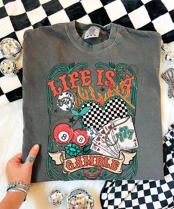 Life Is a Gamble Graphic Tee-Graphic Tees-Krush Kandy, Women's Online Fashion Boutique Located in Phoenix, Arizona (Scottsdale Area)