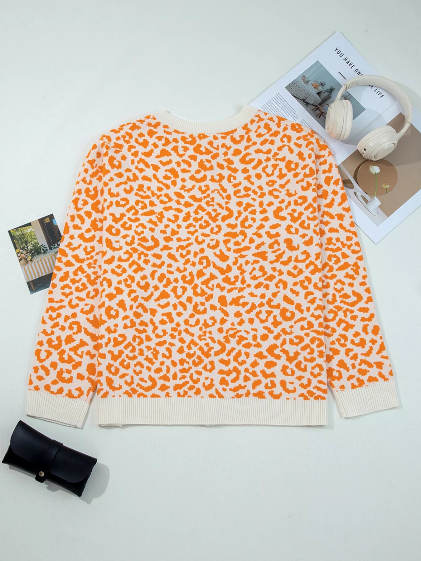 Leopard Drop Shoulder Chunky Knitted Cardigan-Sweater-Krush Kandy, Women's Online Fashion Boutique Located in Phoenix, Arizona (Scottsdale Area)