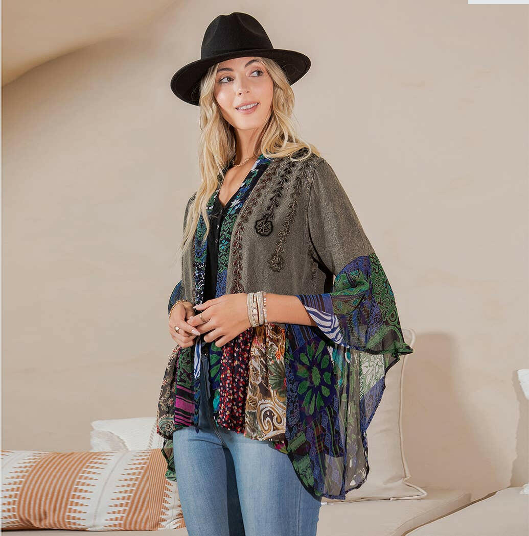 Boho Patchwork Kimono-kimono-Krush Kandy, Women&#39;s Online Fashion Boutique Located in Phoenix, Arizona (Scottsdale Area)