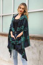 Classic Plaid Pocket Ruana Cardigan-Cardigans-Krush Kandy, Women's Online Fashion Boutique Located in Phoenix, Arizona (Scottsdale Area)