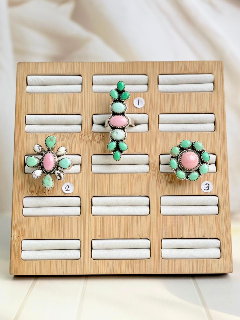 Pink Conch, Varascite & Wild Horse Cluster Rings-Rings-Krush Kandy, Women's Online Fashion Boutique Located in Phoenix, Arizona (Scottsdale Area)