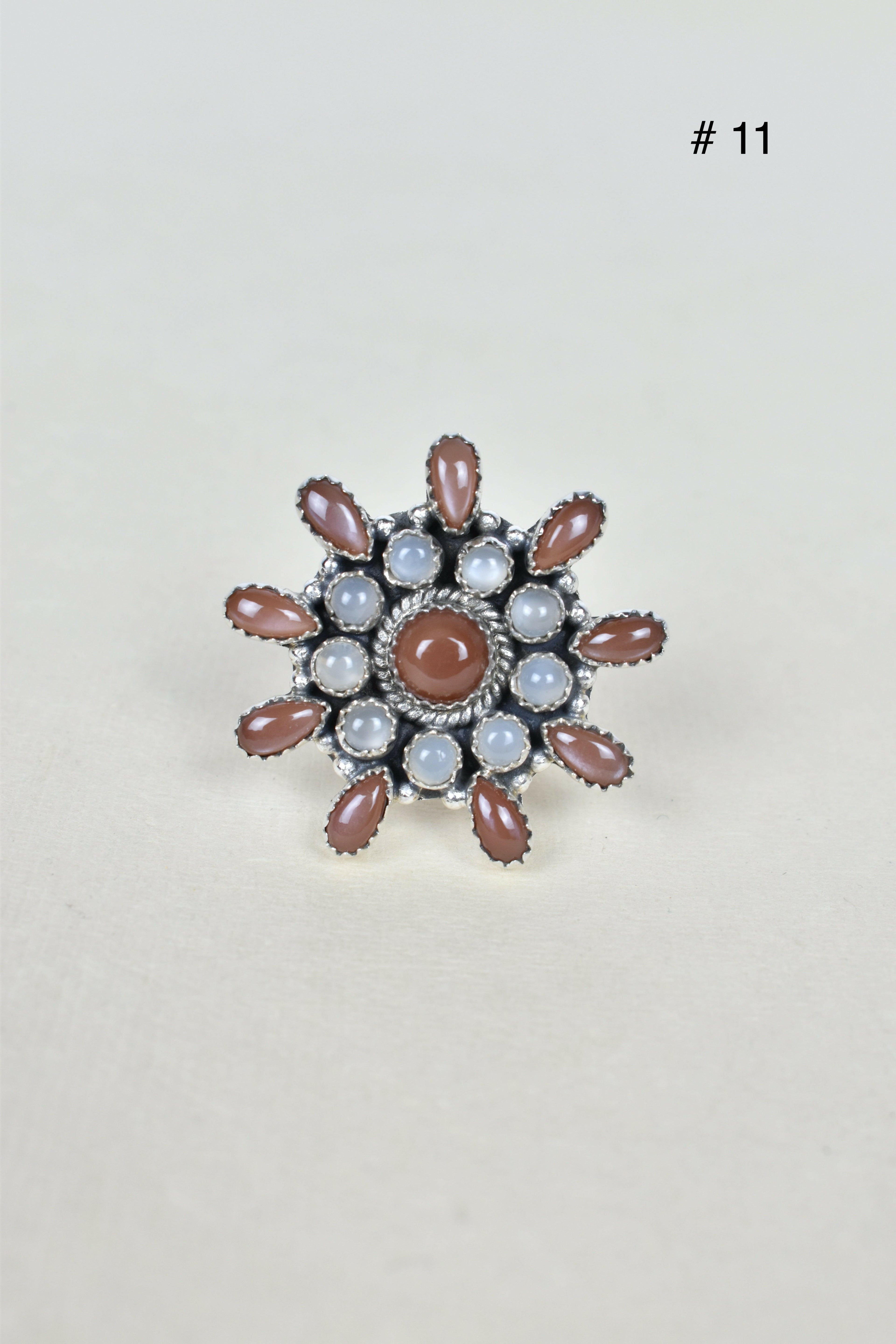 Chocolate Moonstone & Stone Cluster Sterling Silver Rings-Cluster Rings-Krush Kandy, Women's Online Fashion Boutique Located in Phoenix, Arizona (Scottsdale Area)