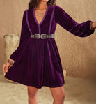 Ruffled V-Neck Long Sleeve Dress-Dresses-Krush Kandy, Women's Online Fashion Boutique Located in Phoenix, Arizona (Scottsdale Area)