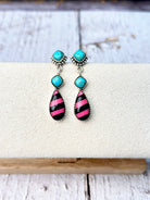 Stand Out Turquoise & Stripe Earrings-Earrings-Krush Kandy, Women's Online Fashion Boutique Located in Phoenix, Arizona (Scottsdale Area)