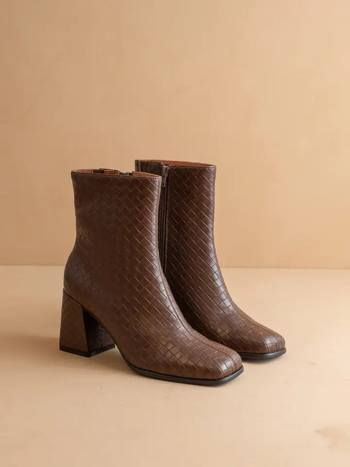 The Demi | Woven Block Heel Ankle Boot-Boots-Krush Kandy, Women's Online Fashion Boutique Located in Phoenix, Arizona (Scottsdale Area)