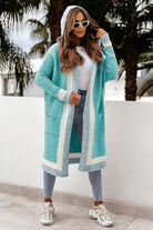 Pocketed Contrast Long Sleeve Hooded Cardigan-Krush Kandy, Women's Online Fashion Boutique Located in Phoenix, Arizona (Scottsdale Area)