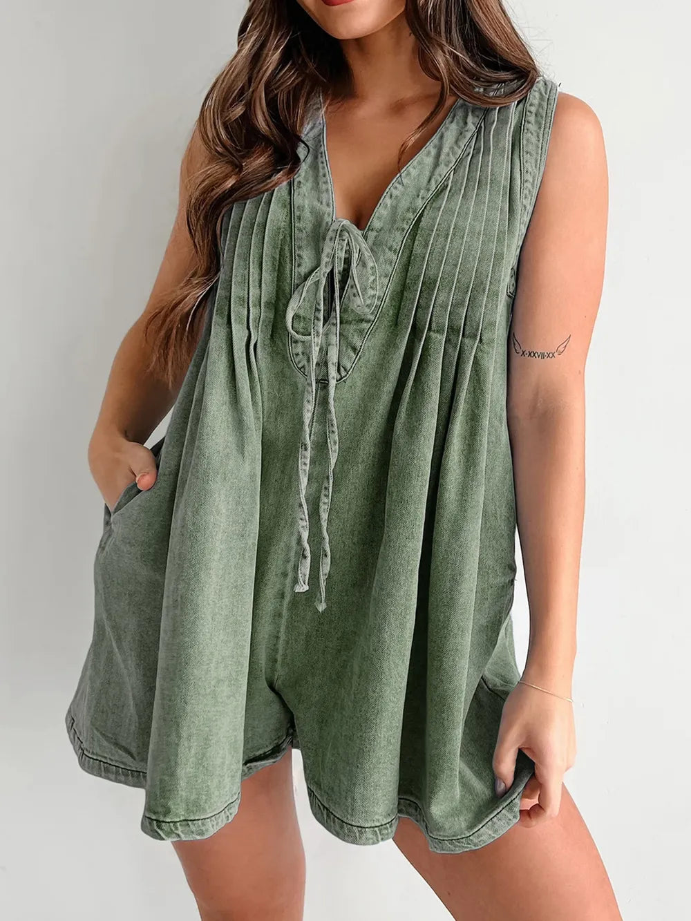 Tied Romper with Pockets-Jumpsuits & Rompers-Krush Kandy, Women's Online Fashion Boutique Located in Phoenix, Arizona (Scottsdale Area)