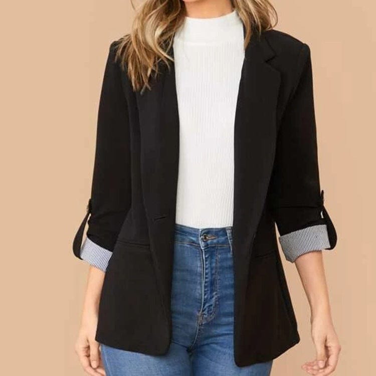 Lapel Collar Roll-Tab Sleeve Blazer-Krush Kandy, Women's Online Fashion Boutique Located in Phoenix, Arizona (Scottsdale Area)