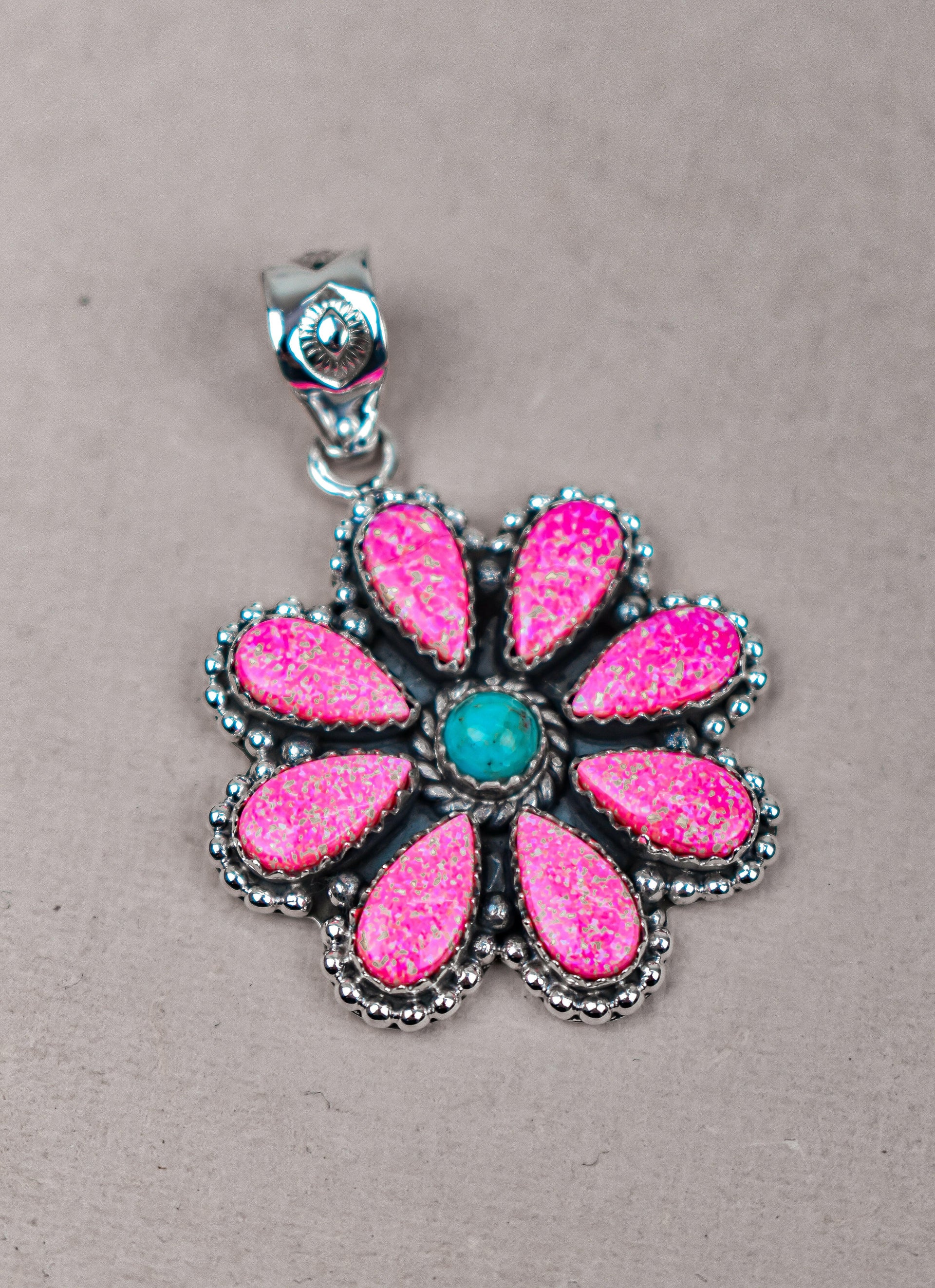 Silver Blossom Gem Pendant-Pendant Necklaces-Krush Kandy, Women's Online Fashion Boutique Located in Phoenix, Arizona (Scottsdale Area)