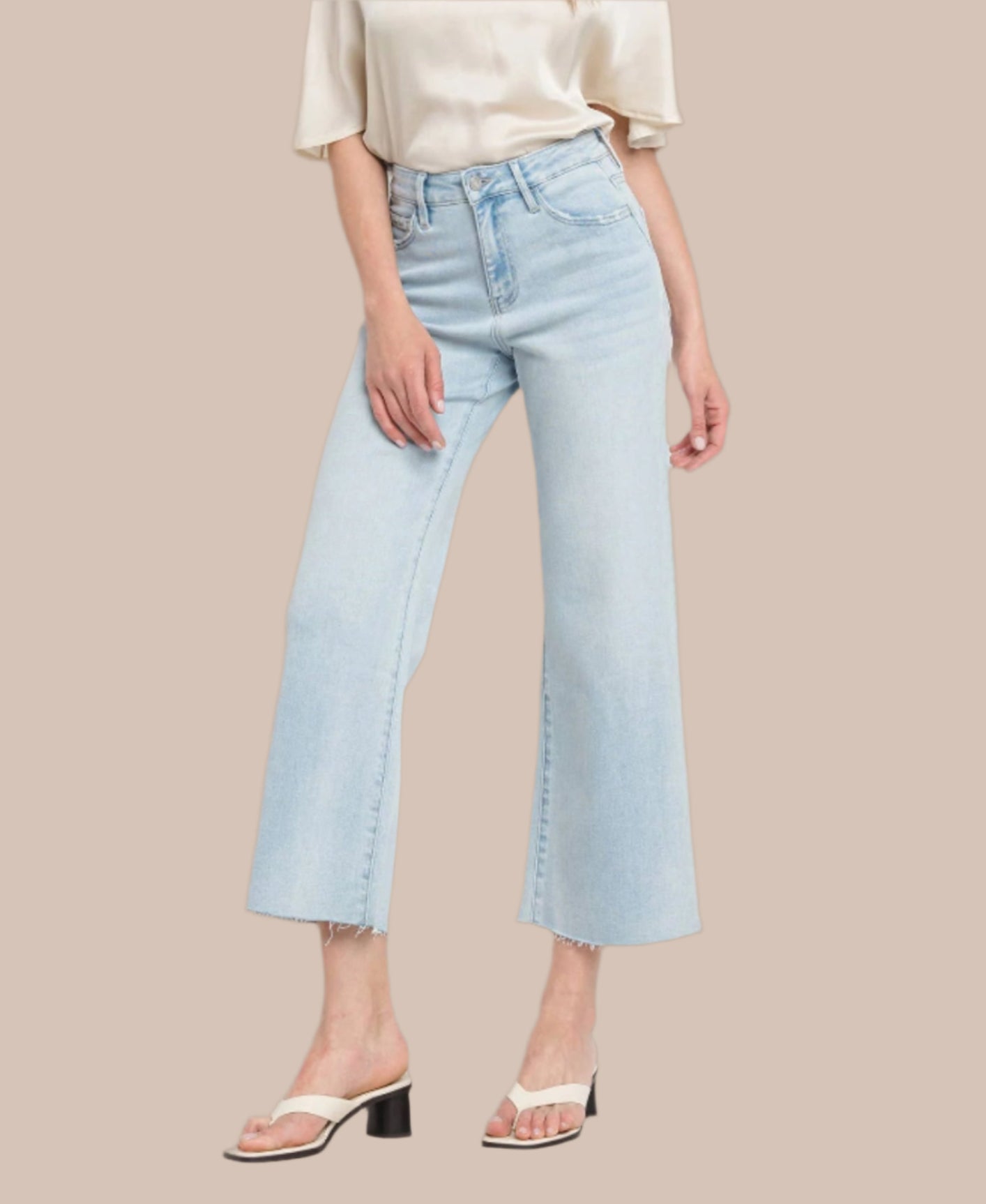 Sun-Kissed Crop High Rise Wide Leg Jeans-Denim-Krush Kandy, Women's Online Fashion Boutique Located in Phoenix, Arizona (Scottsdale Area)