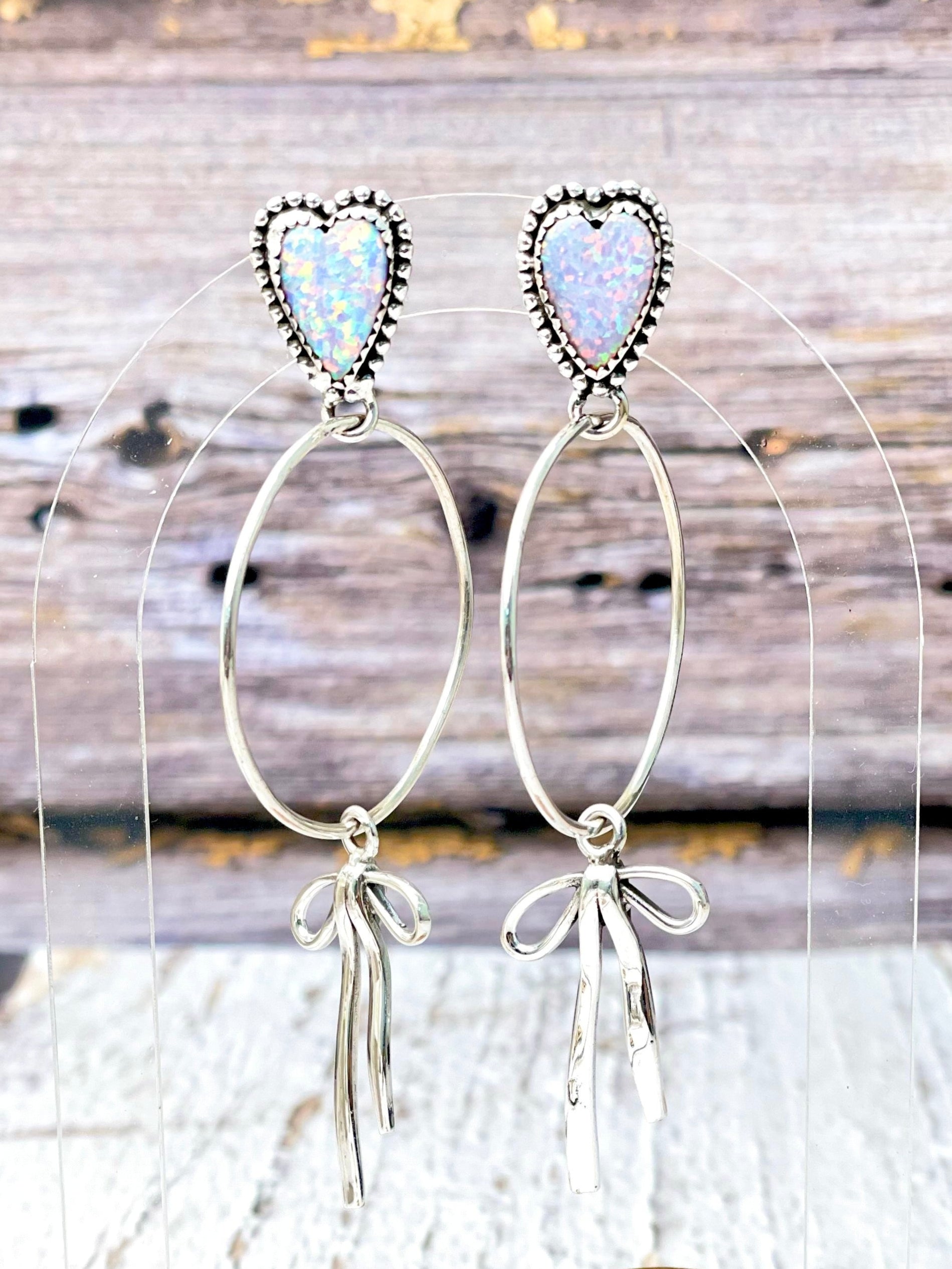 Desert Hearts Sterling Silver Bow Earrings-Earrings-Krush Kandy, Women's Online Fashion Boutique Located in Phoenix, Arizona (Scottsdale Area)