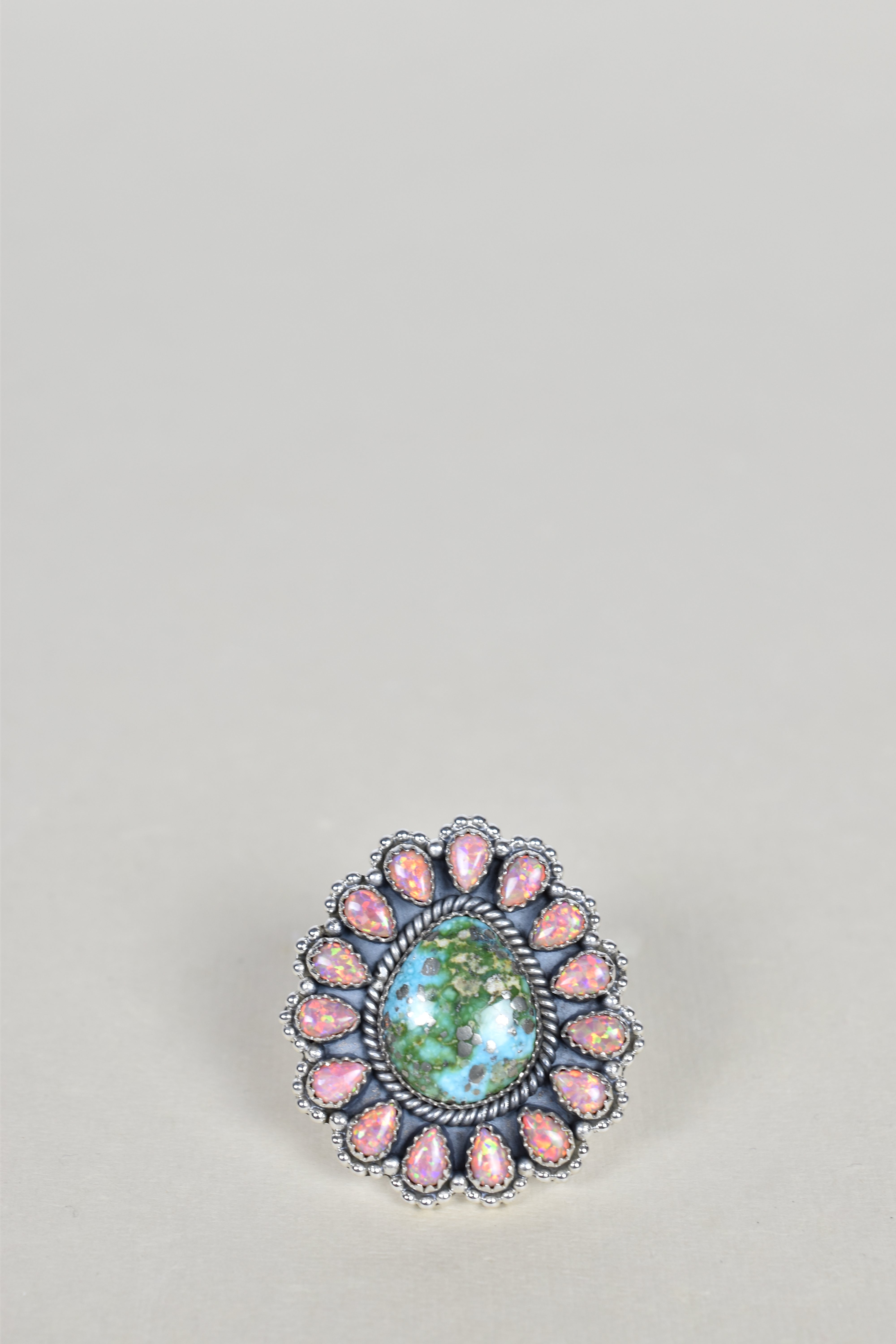 Sonoran Gold Turquoise & Peach Opal One of A Kind Ring-Cluster Rings-Krush Kandy, Women's Online Fashion Boutique Located in Phoenix, Arizona (Scottsdale Area)