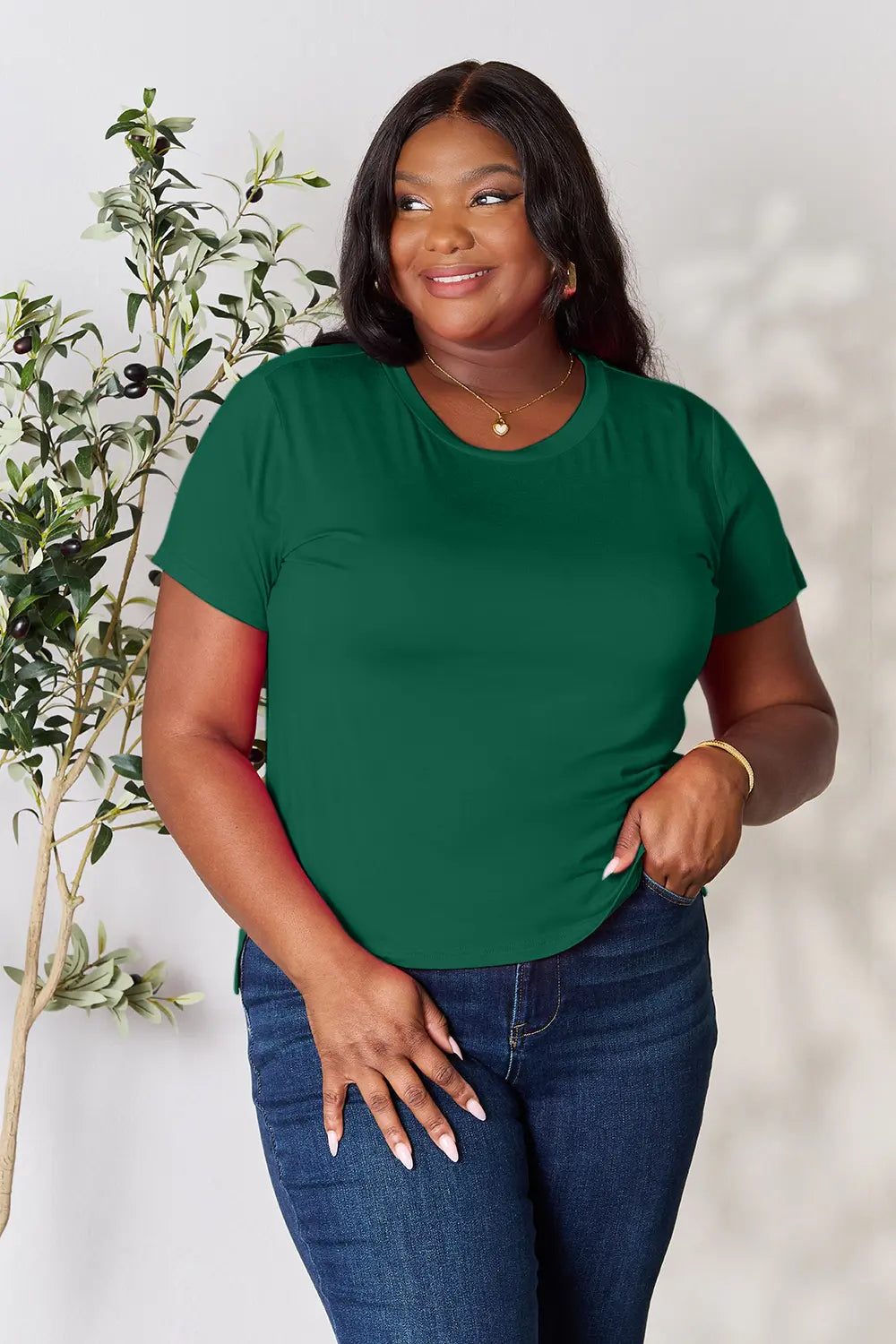 Basic Bae Full Size Round Neck Short Sleeve T-Shirt-Tops-Krush Kandy, Women's Online Fashion Boutique Located in Phoenix, Arizona (Scottsdale Area)