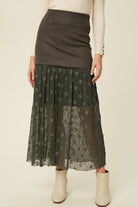 Lace Contrast Maxi Skirt-Skirts-Krush Kandy, Women's Online Fashion Boutique Located in Phoenix, Arizona (Scottsdale Area)