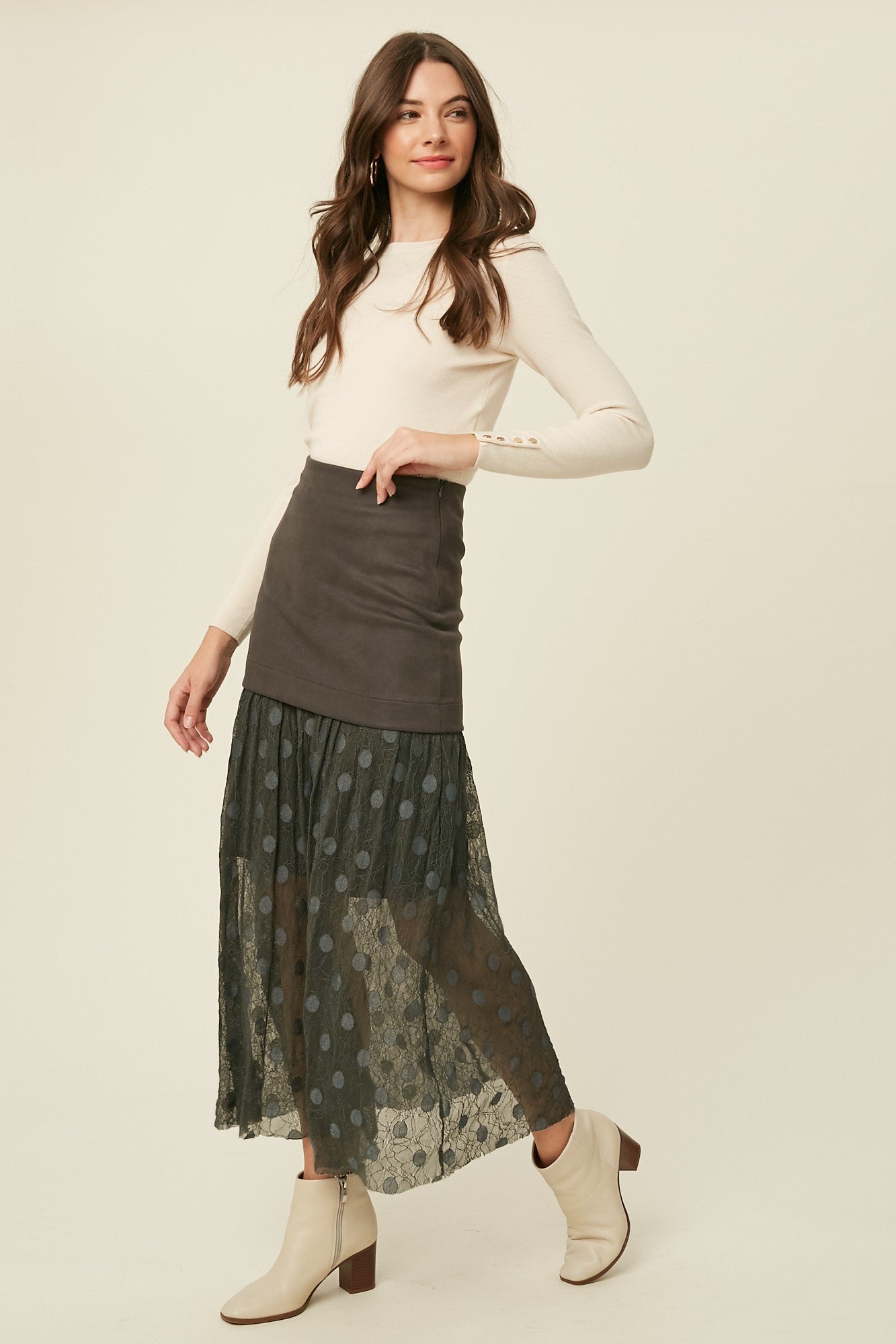Lace Contrast Maxi Skirt-Skirts-Krush Kandy, Women's Online Fashion Boutique Located in Phoenix, Arizona (Scottsdale Area)