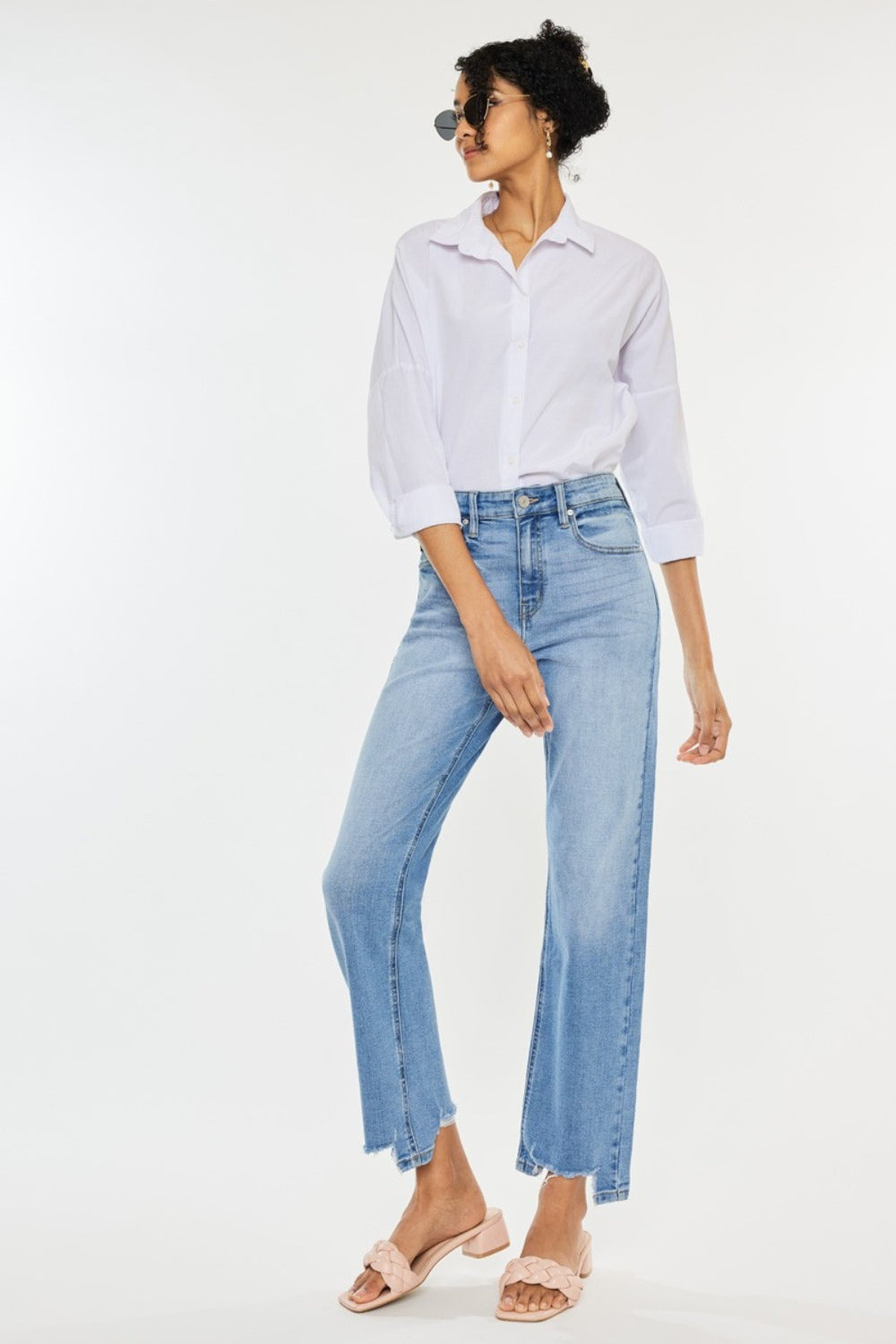 Kancan High Waist Raw Hem Straight Jeans-Krush Kandy, Women's Online Fashion Boutique Located in Phoenix, Arizona (Scottsdale Area)