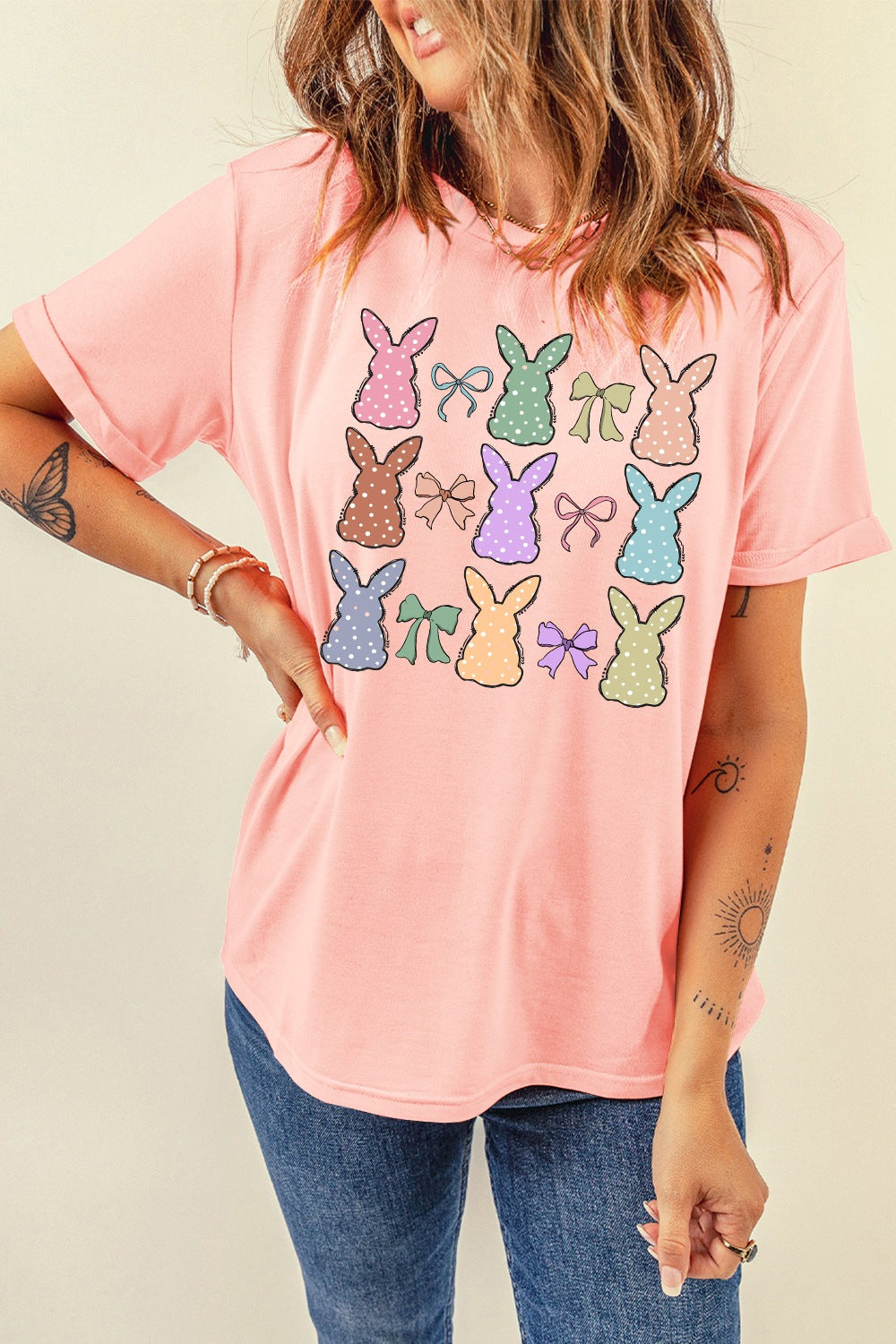 Polka Dot Bunny Graphic Tee-Graphic Tees-Krush Kandy, Women's Online Fashion Boutique Located in Phoenix, Arizona (Scottsdale Area)