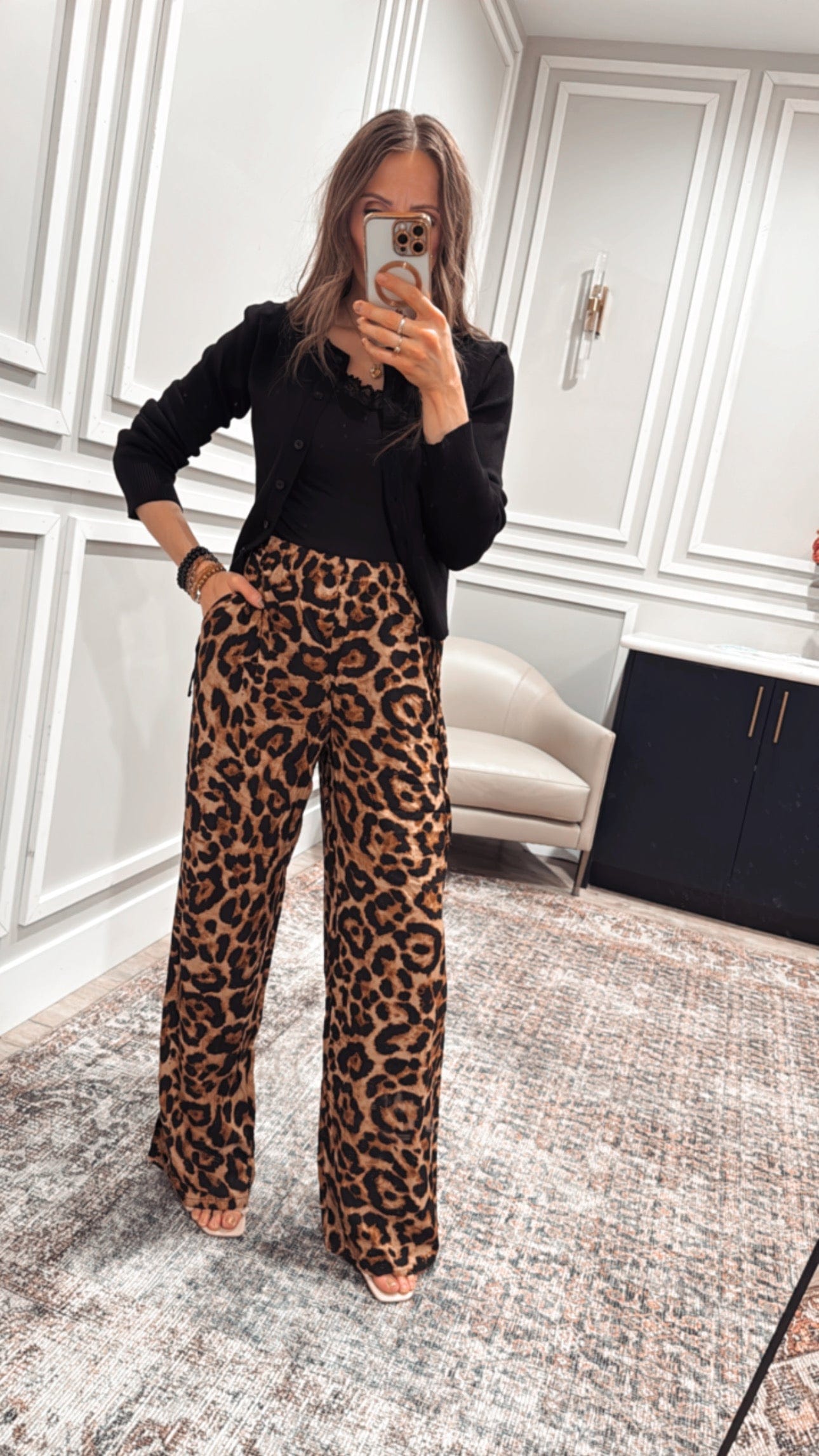 Leopard Print Waist Tie Pull On Pants-Pants-Krush Kandy, Women's Online Fashion Boutique Located in Phoenix, Arizona (Scottsdale Area)