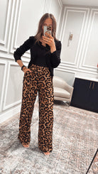 Leopard Print Waist Tie Pull On Pants-Pants-Krush Kandy, Women's Online Fashion Boutique Located in Phoenix, Arizona (Scottsdale Area)