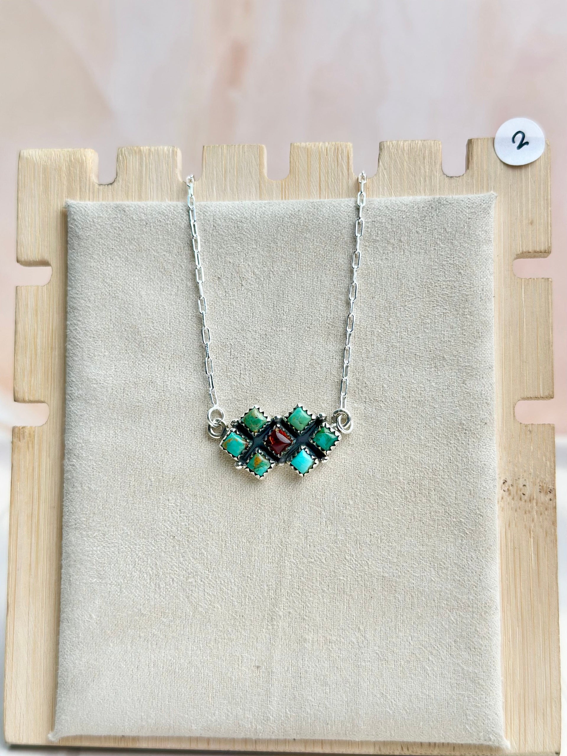 Amber, Turquoise & Crystal Dainty Necklace-Necklaces-Krush Kandy, Women's Online Fashion Boutique Located in Phoenix, Arizona (Scottsdale Area)