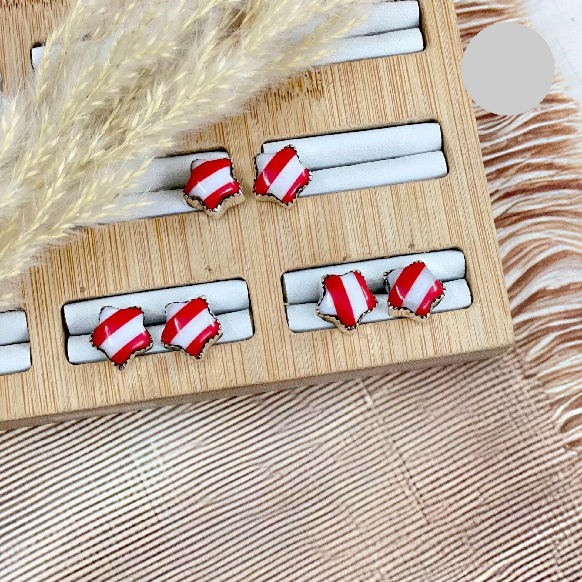 Holiday Stripe Star Stud Earrings-Stud Earrings-Krush Kandy, Women's Online Fashion Boutique Located in Phoenix, Arizona (Scottsdale Area)